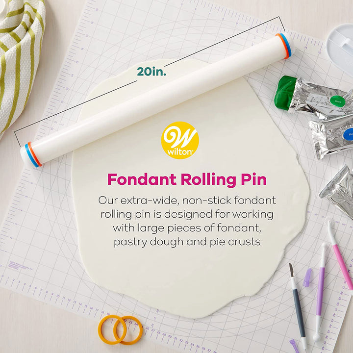 Wilton 20 Fondant Roller Rolling Pin with Guide Rings