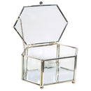 Home Details Vintage Mirrored Bottom Diamond Shape Glass Keepsake Box, Silver