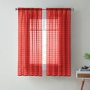 Lisa Plaid Sheer Rod Pocket Panel, Red, 55x63 Inches