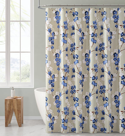Aroon Climbing Flowers PEVA Shower Curtain, Navy, 72x72 Inches – ShopBobbys