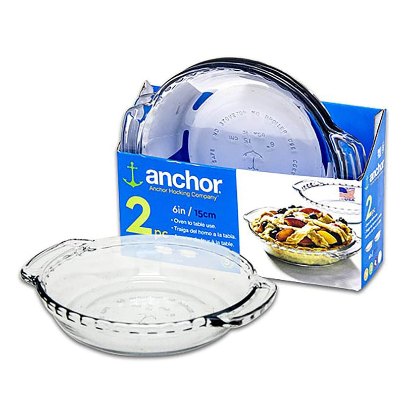Anchor Hocking Glass Mini Pie Plate Set, 6 Inches, Set of 2