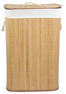Home Basics Rectangular Bamboo Hamper, Natural, 16x12x23 Inches
