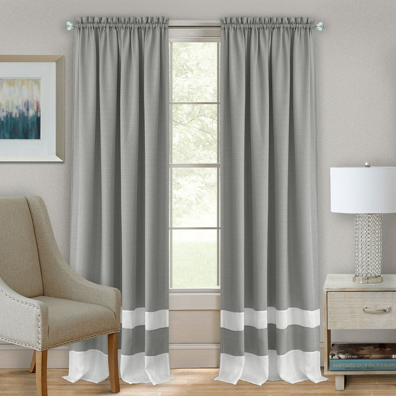 Darcy Textured Rod Pocket Window Panel, Grey-White, 52x84 Inches