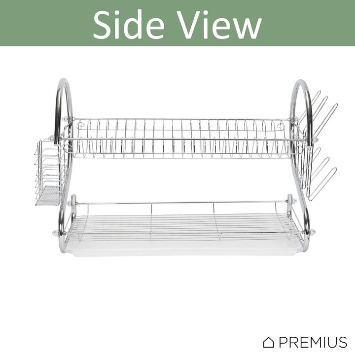 Premius 2-Tier S-Shape Dish Rack With Drainage Tray and Cutlery Holder –  ShopBobbys