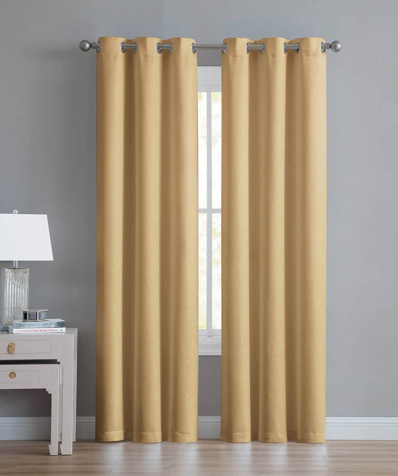 Angela 2-Pack Ribbed Textured Blackout Grommet Window Panel, Taupe, 74x84 Inches