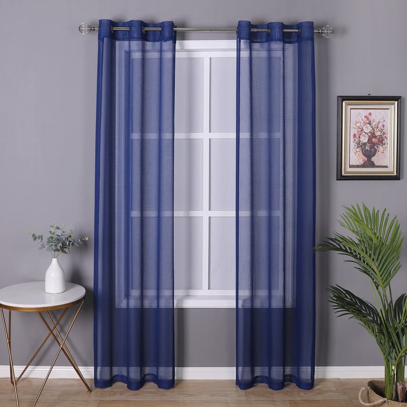 Sheffield 2-Pack Solid Sheer Grommet Window Panel, Navy, 76x84 Inches