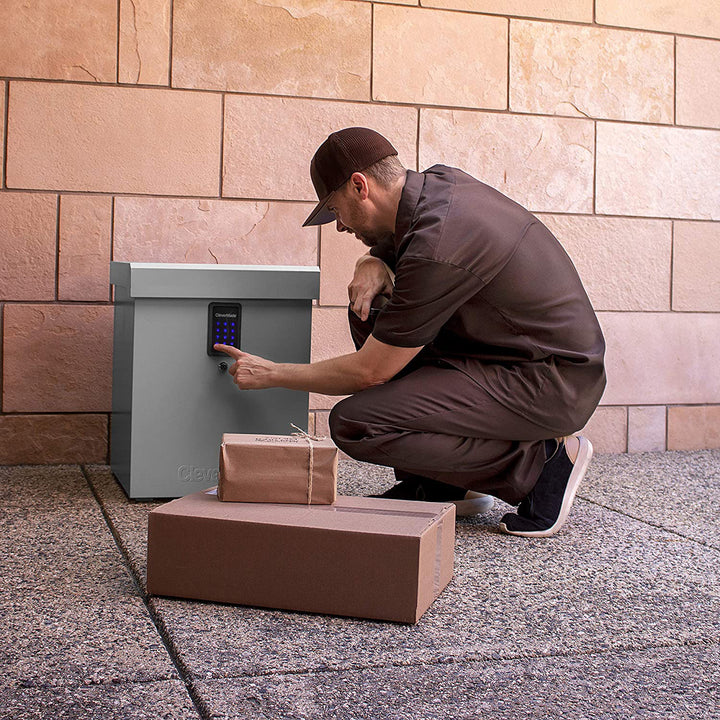 CleverMade Secure Package Delivery Lock Box, Grey, 18x18x22 Inches
