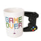 Sip Of Art Ceramic Game Controller Shaped Handle Mug, White-Black, 12 Ounces