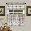 Barnyard Kitchen Curtain Tier and Valence Set, Taupe, 58x14 and 58x36 Inches