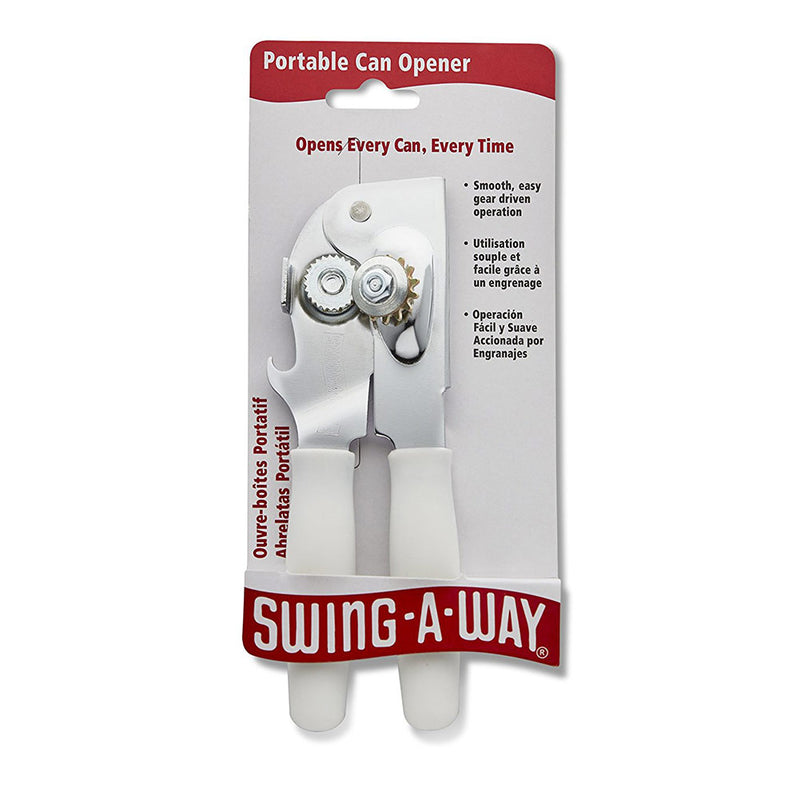 Swing-A-Way Portable Can Opener, White & Silver, 7x2.5x1.5 Inches
