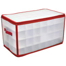 Home Basics 112-Compartment Zippered Ornament Storage Cube, Red, 20.5x12x12 Inches