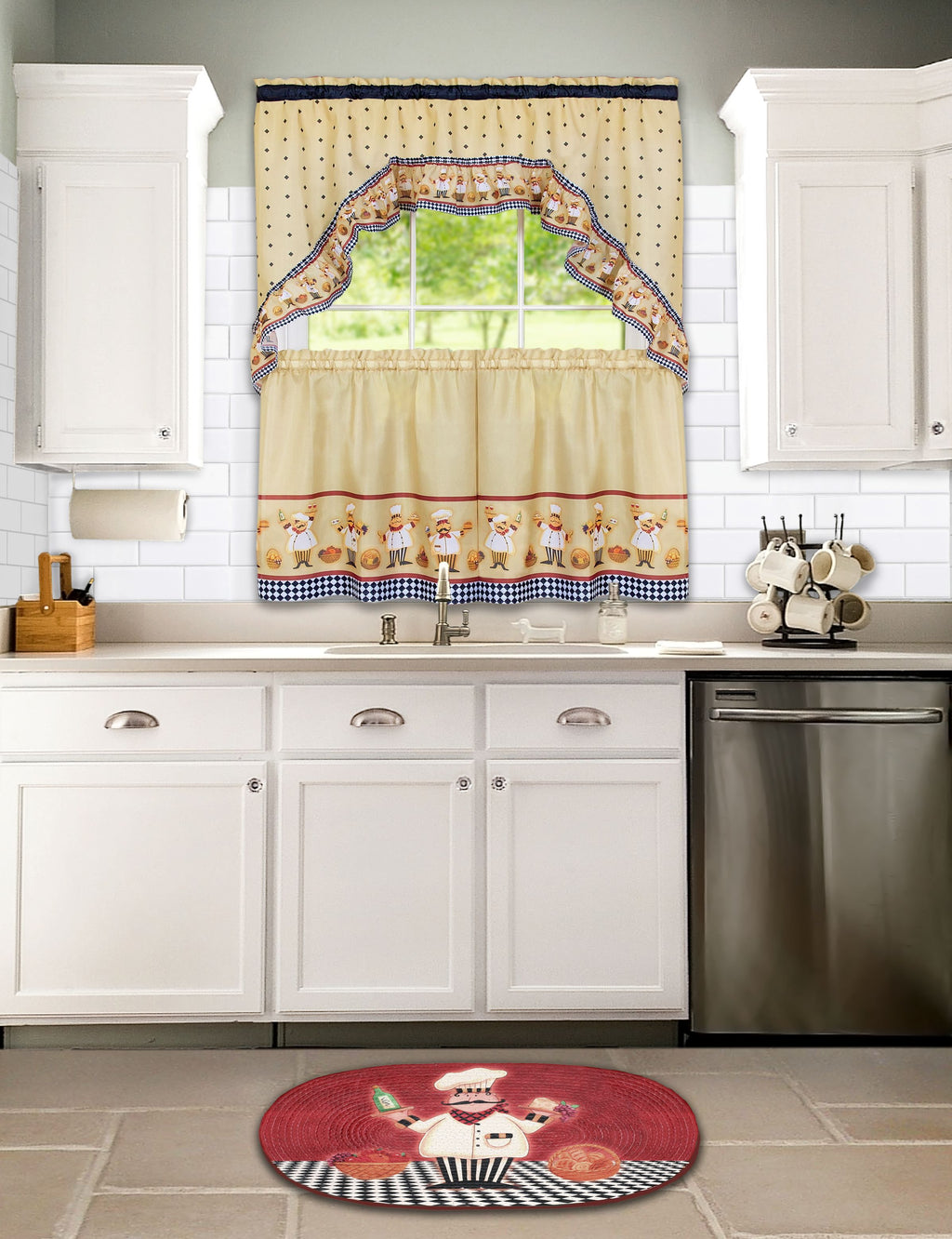 Cucina Tailored Tier And Swag Kitchen Curtain Set 57x36 57x30 Inche   Image 1fce6759 5d25 440a Ba08 88a7baad09e6 1024x 