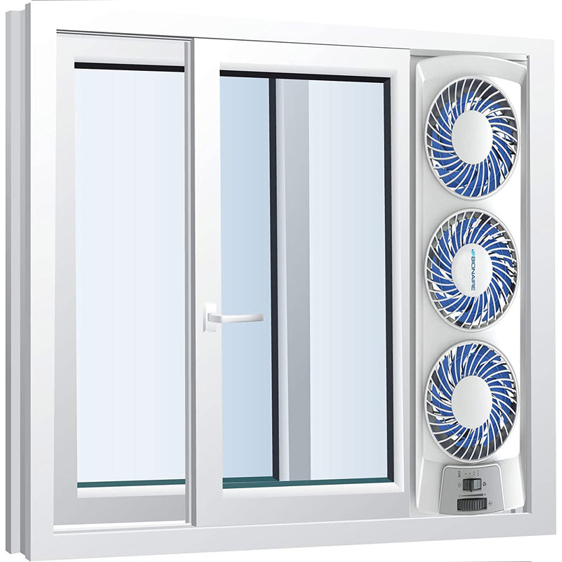 Bionaire Compact Window Fan with Manual Controls, 3 Blades, White