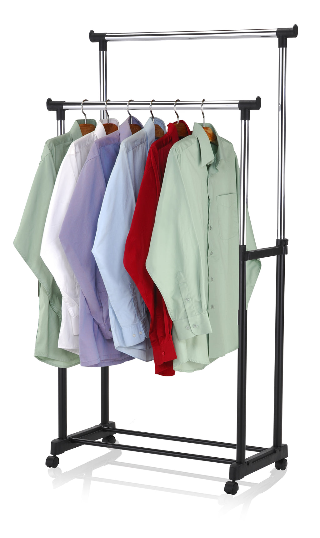 Sunbeam Clothes Rack Sunbeam Chrome Plated Steel Double Garment Rack, Black, 32.75x17 Inche ...