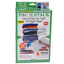 Pac N Stack 4-Pack Vacuumed Air-Tight Storage Bags With Pump, Clear, 2 Size Bags