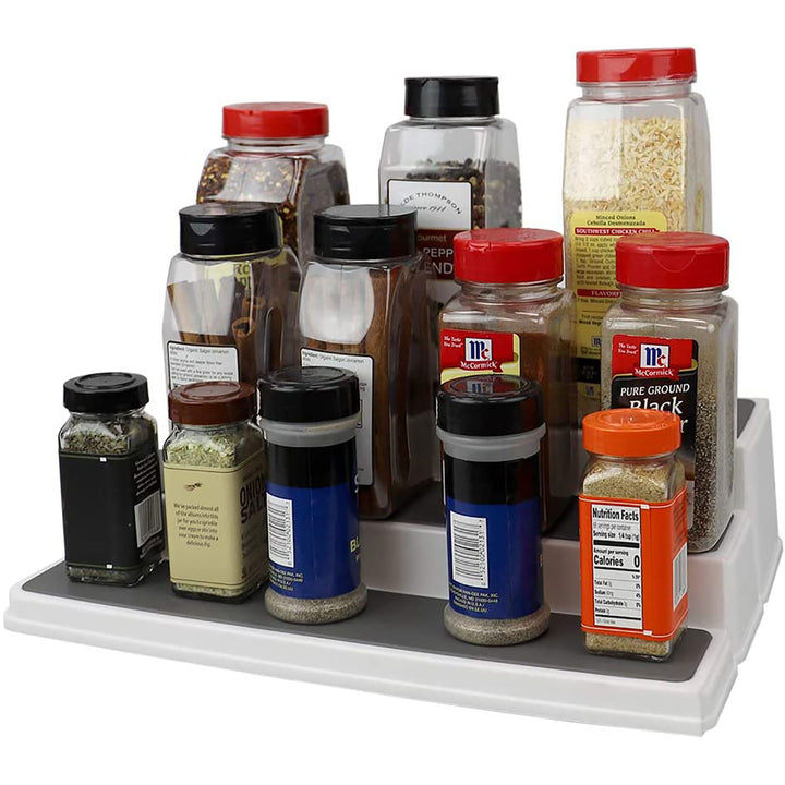 Home Basics 3 Tier Rubber Lined Plastic Spice Rack, Double, White, 14 ...