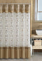 Daphne Embroidered Shower Curtain With Attached Valance & Backing, Beige, 72x72