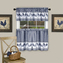 Barnyard Kitchen Curtain Tier and Valence Set, Navy, 58x14 and 58x36 Inches