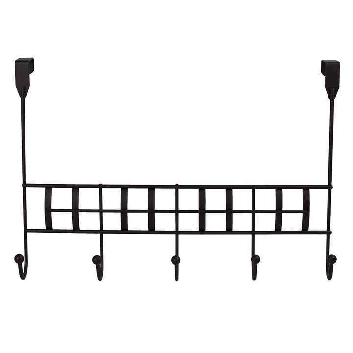 Home Basics Over-The-Door 5-Hook Hanging Rack, Brown, 7x11x4 Inches ...