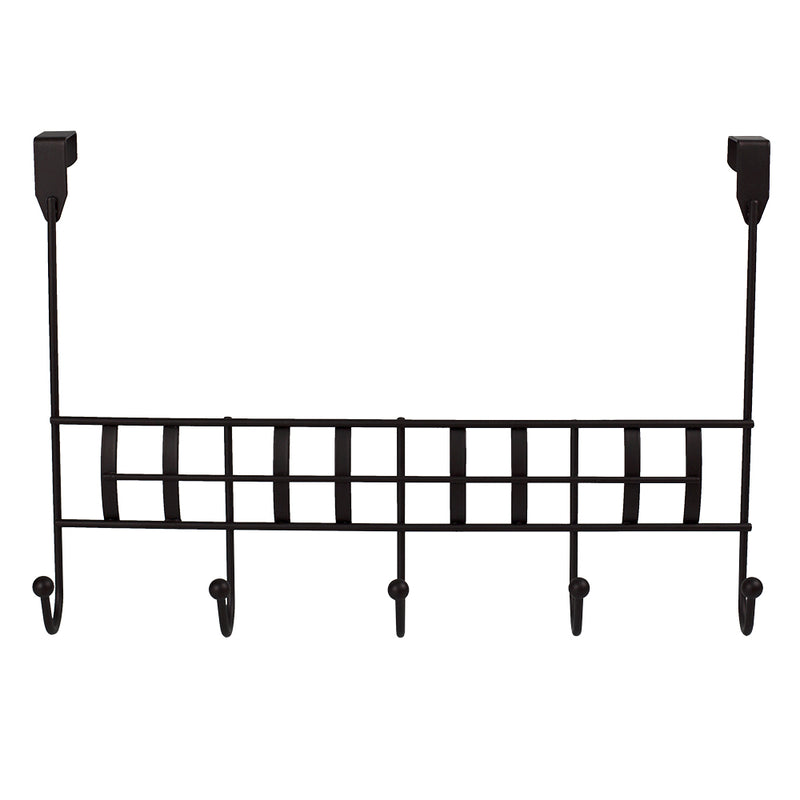 Home Basics Over-The-Door 5-Hook Hanging Rack, Brown, 7x11x4 Inches