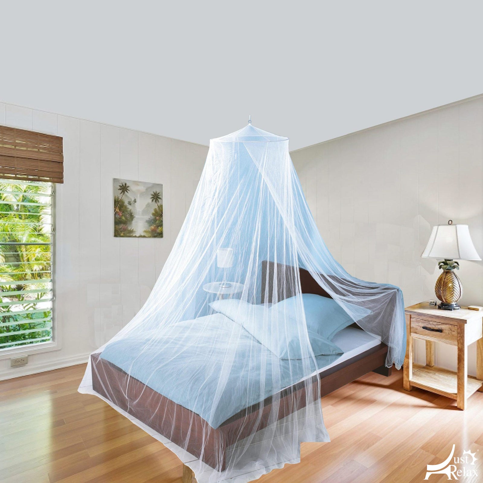 Just Relax Elegant Mosquito Net Bed Canopy Set, White, Twin-full 