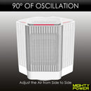 Mighty Power Personal Oscillating Space Ceramic Heater with Fan, 950 Watts, White, 8x5 Inches
