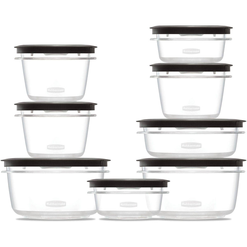 Rubbermaid Premier Food Storage Containers with Easy Find Lids, 16-Piece Set, Grey