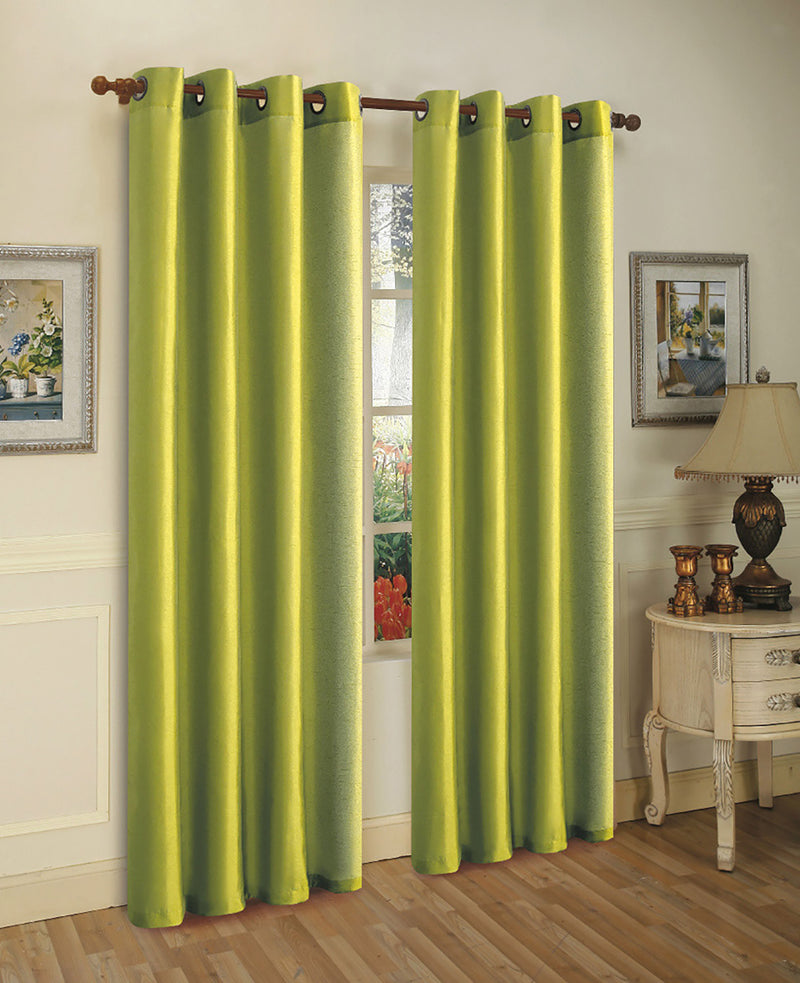 Melanie Faux Silk Grommets Window Panel, Lime Green, 55x95 Inches