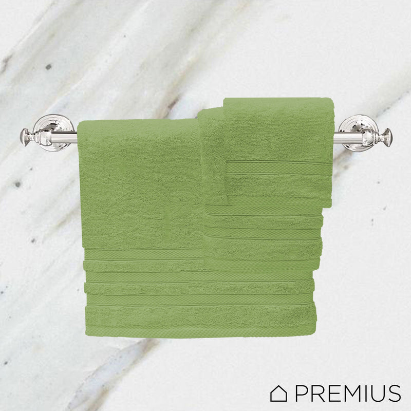 Premius Premium 6-Piece Combed Cotton Bath Towel Set, Pepper Stem Green