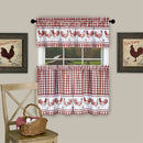Barnyard Kitchen Curtain Tier and Valence Set, Burgundy, 58x14 and 58x36 Inches
