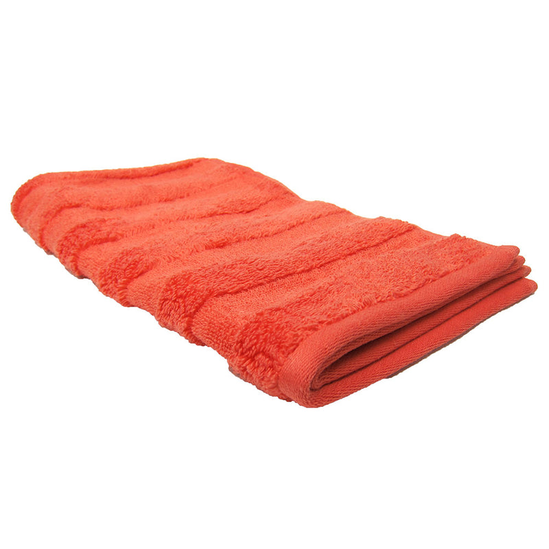 Feather and Stitch Zero Twist Hand Towel, 16x26 Inches, Coral