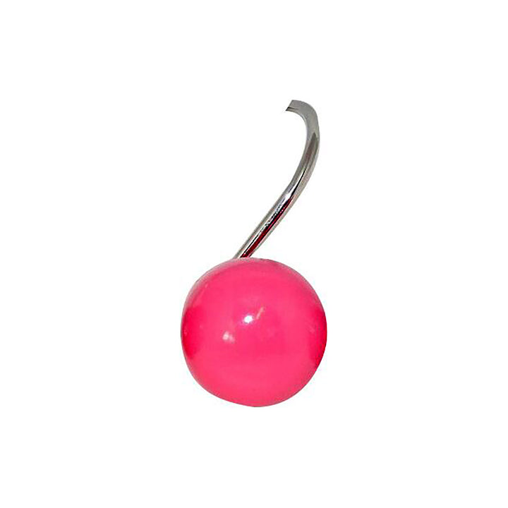 Home Spa Poly Resin Ball Shower Curtain Hooks, Hot Pink, 12 Pack