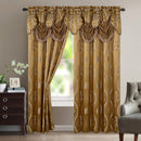 Aurora Tree Leaf Jacquard Window Panel with Attached Valance, Mocha, 54x84 Inches