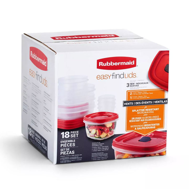 Rubbermaid Easy Find Lids Food Storage Containers, Red-Clear, 18 Piece –  ShopBobbys