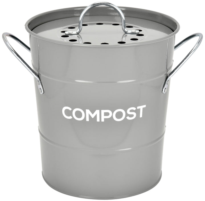 Spigo Indoor Kitchen Compost Bin, Great for Food Scraps, Includes Charcoal Filter for Odor Absorbing, Removable Clean Plastic Bucket, Handles, Durable