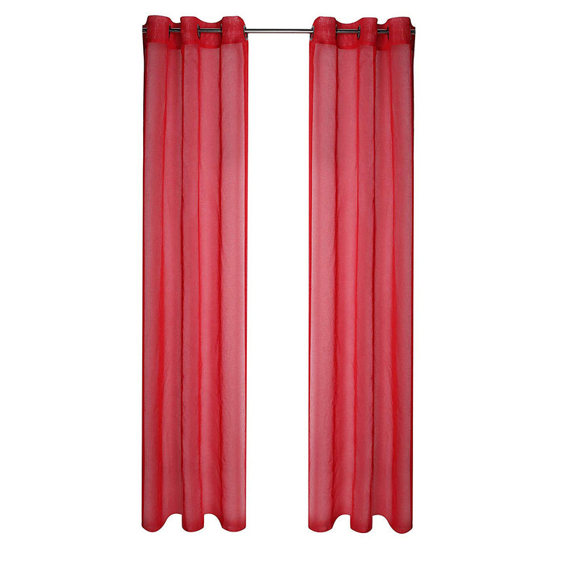Sheffield 2-Pack Solid Sheer Grommet Window Panel, Red, 76x84 Inches