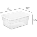 Sterilite Basic Clear Storage Box with White Lid, 16 Quart, 16.75x11.8x7 Inches