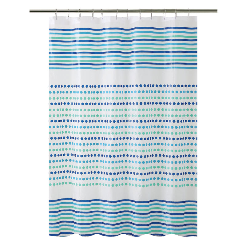 Bath Bliss Romford PEVA Shower Curtain, Blue-Green, 70x72 Inches