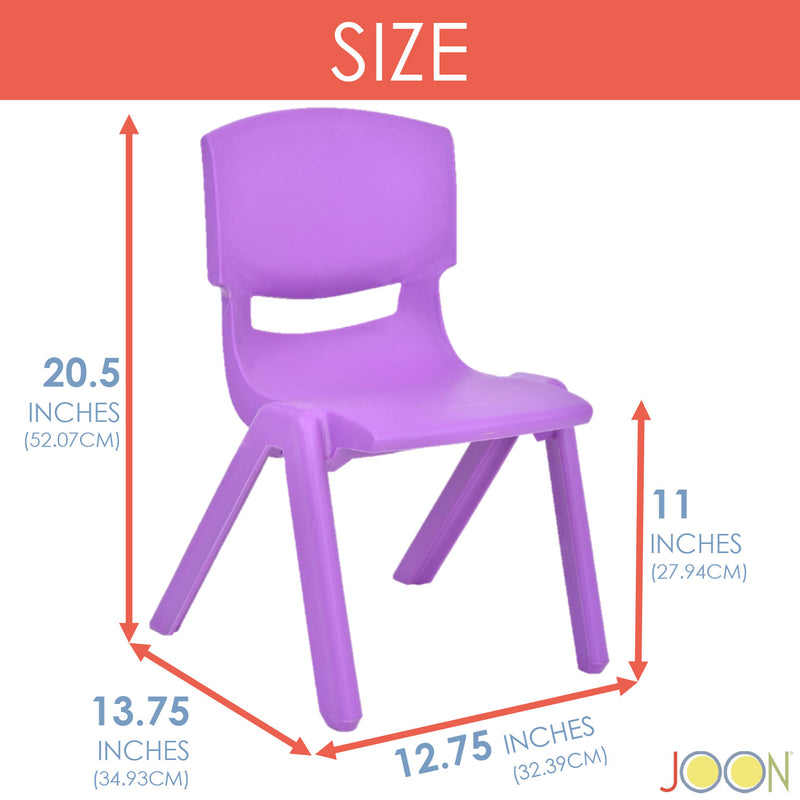 JOON Stackable Plastic Kids Learning Chairs, Purple, 20.5x12.75X11 Inches, 2-Pack (Pack of 2)