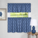 Colby 3-Piece Printed Kitchen Curtain Set, Blue, Tiers 58x36, Swag 58x14 Inches