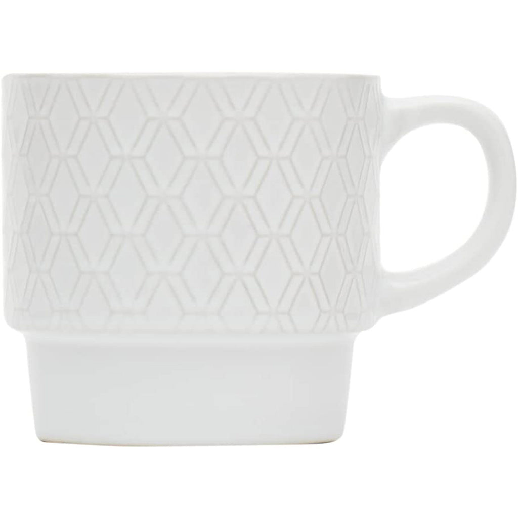Home Basics 4 Piece Stackable Mug Set with Stand, Embossed Double Diam ...