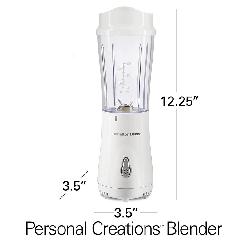 Hamilton Beach Personal Creations Blender With Travel Cup and Lid, White, 14 Ounces