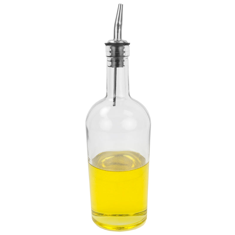Home Basics Round Olive Oil Bottle Dispenser, Clear, 18.6 Ounces