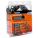 Keeper Carabiner Style Bungee Cord Set, 4 Sizes, 12-Pack