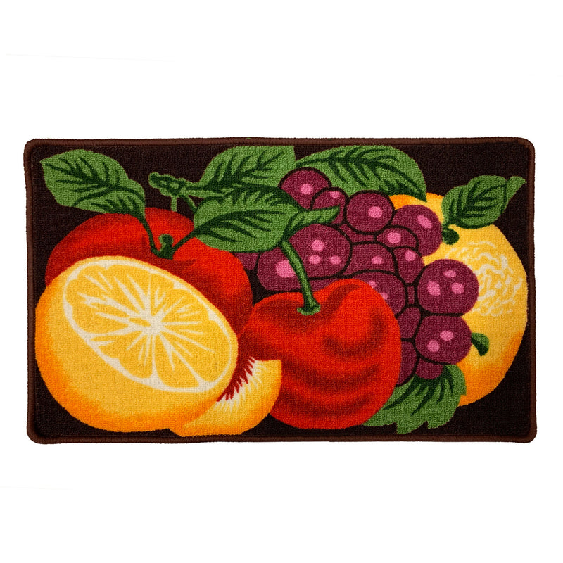 Yummy Fruits Printed Kitchen Rug Mat, Brown-Purple, 18x30 Inches
