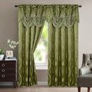 Aurora Tree Leaf Jacquard Window Panel with Attached Valance, Sage, 54x84 Inches