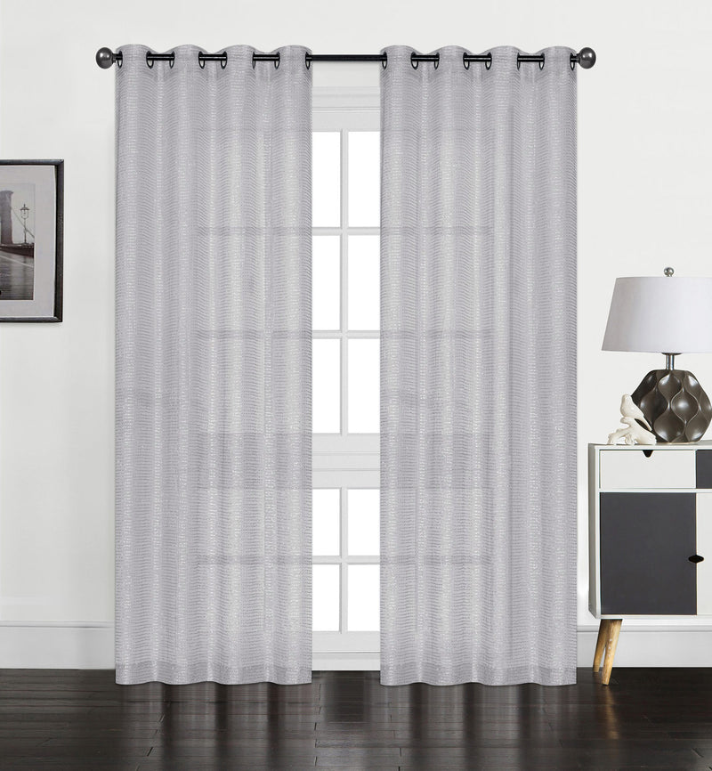 Perry Textured Slub Sheer Grommet Window Panel, Silver, 54x84 Inches