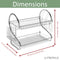 Premius 2-Tier Chrome Finish S-Shape Dish Rack With Removable Drainage Tray and Cutlery Holder, 16x9.75x15 Inches