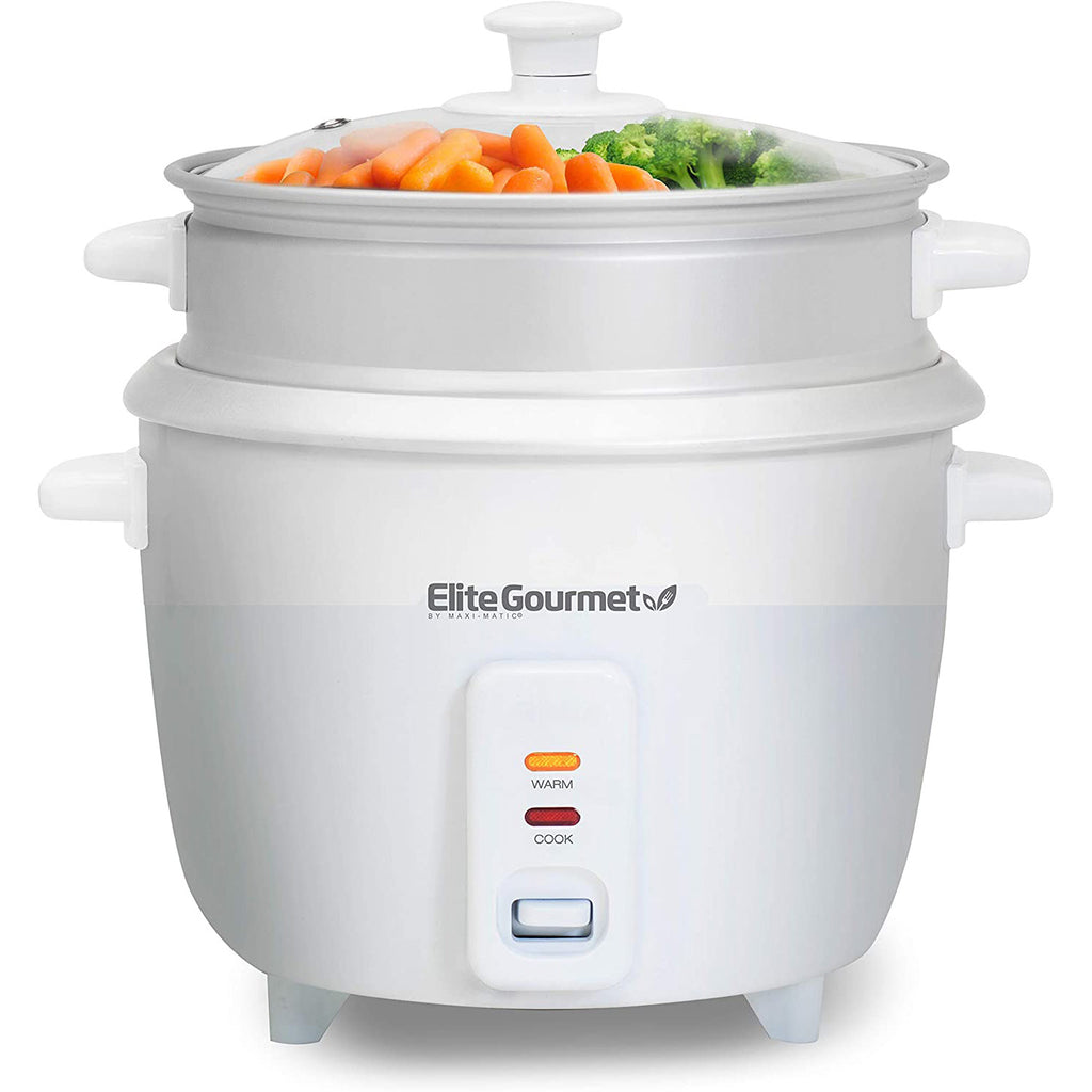 Maxi-Matic Elite Gourmet Rice Cooker With Steam Tray, White, 16 Cup ...