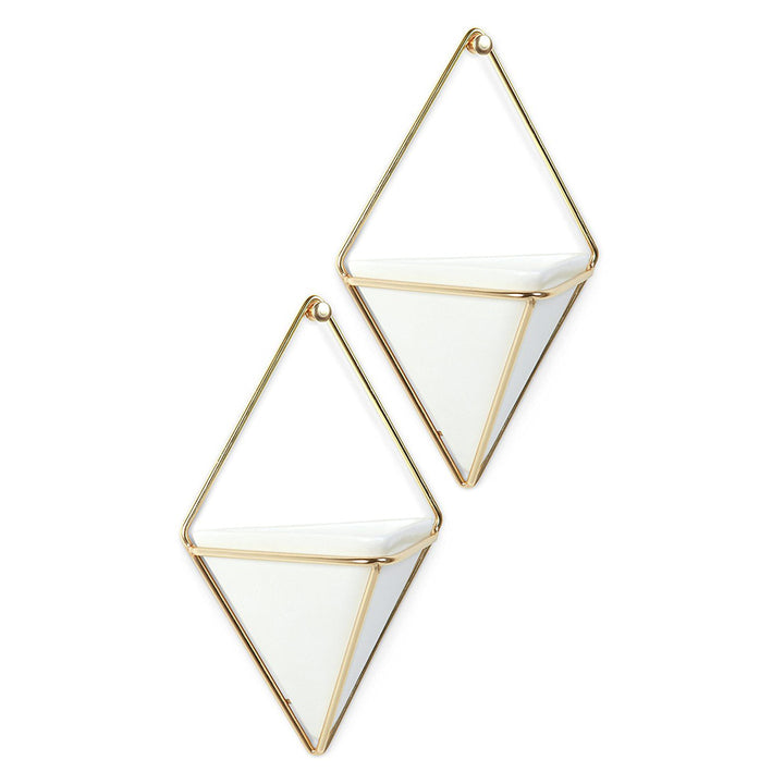 umbra trigg hanging planter Umbra Trigg Hanging Geometric Wall Planter, 2-Pieces, Gold, 4.5x7x2 Inches